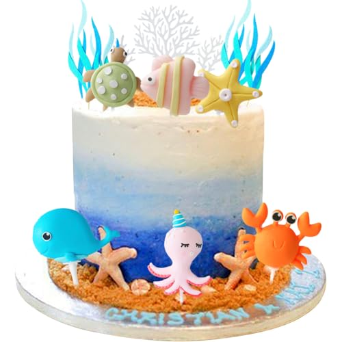 Ozean Tortendeko Cake Topper Set, 11 Stück Unter dem Meer Tier Krabben,Oktopus/Meeresschildkröte Cupcake Toppers unterwasserwelt Kuchen-Dekorationens für Kinder Geburtstagsparty Ozean Tortendeko Cake Topper Set, 11 Stück Unter dem Meer Tier Krabben,Oktopus/Meeresschildkröte Cupcake Toppers unterwasserwelt Kuchen-Dekorationens für Kinder Geburtstagsparty von SYTTNUM