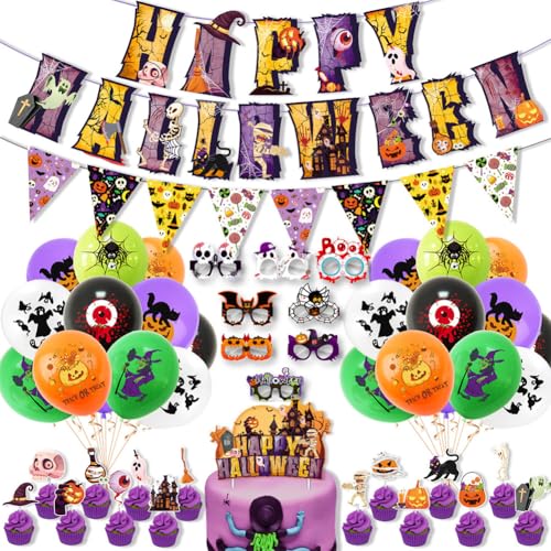 45 Stück Halloween Deko Set,Halloween Party Dekoration Set,Halloween Banner,Halloween Luftballons Kuchen Deko,Halloween Party Dekoration Für Wohnung Halloween Deko Mädchen Jungen 45 Stück Halloween Deko Set,Halloween Party Dekoration Set,Halloween Banner,Halloween Luftballons Kuchen Deko,Halloween Party Dekoration Für Wohnung Halloween Deko Mädchen Jungen von SYTTNUM
