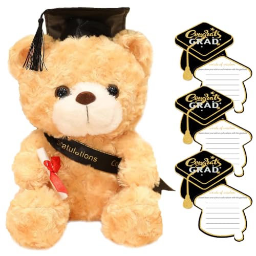 Graduation Hellbraun Plüschbär 23cm mit Karten Bachelor Geschenk Graduation Gift 10 Abschlusskarten Set Hutform Einladungskarten für Schulabschlussfeier Geschenk Dekoration Andenken für Mädchen Jungen Graduation Hellbraun Plüschbär 23cm mit Karten Bachelor Geschenk Graduation Gift 10 Abschlusskarten Set Hutform Einladungskarten für Schulabschlussfeier Geschenk Dekoration Andenken für Mädchen Jungen von SYTTNUM