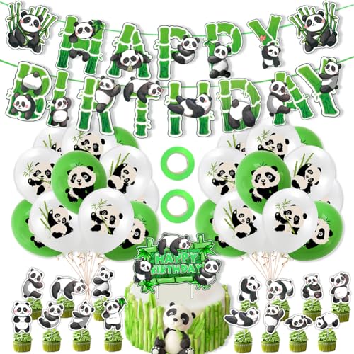 SYTTNUM Panda Thema Party Dekoration Set,Panda Party Dekorations Set,Einschließlich Banner,Ballons,Cupcake Toppers für Kinder Party Dekoration Zubehör SYTTNUM Panda Thema Party Dekoration Set,Panda Party Dekorations Set,Einschließlich Banner,Ballons,Cupcake Toppers für Kinder Party Dekoration Zubehör von SYTTNUM