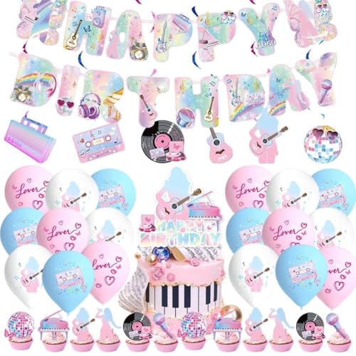 SYTTNUM Music Singer Party Dekorationen,Partydekoration zum Thema Musik,Singer Party Dekoration Set,Inklusive Banner Ballons und Tortendekorationen,Kinder Music Party Supplies SYTTNUM Music Singer Party Dekorationen,Partydekoration zum Thema Musik,Singer Party Dekoration Set,Inklusive Banner Ballons und Tortendekorationen,Kinder Music Party Supplies von SYTTNUM