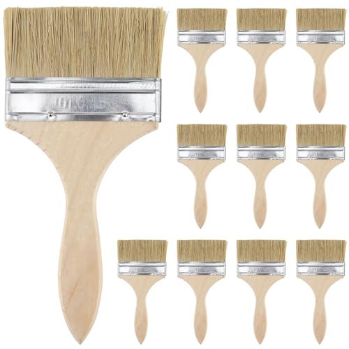 SYUTBOU 10 Stück Pinsel Lasur Holz 20 x 9.3cm Lackpinsel für Lacke Lasurpinsel Holz Außen Pinsel Holz Pinselset Maler Lackpinsel Set zum Streichen für Malerei, Werkstatt, Gartenarbeit, DIY von SYUTBOU