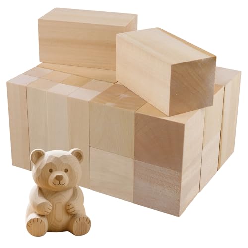 SYUTBOU 24er Set Schnitzholz Rohlinge, Lindenholz zum Schnitzen, 10x5x5cm, 10x2,5x2,5cm, 5x5x5cm Schnitzblöcke Holzblöcke zun Basteln für Handwerk von SYUTBOU