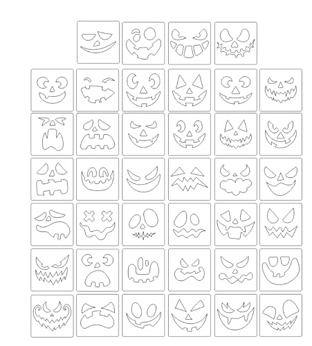 40 Stück Halloween-Zeichenschablonen, 15,2 cm, Kunststoff, wiederverwendbar, Kürbisgesichter, Malschablone für DIY-Kürbisschnitzerei 40 Stück Halloween-Zeichenschablonen, 15,2 cm, Kunststoff, wiederverwendbar, Kürbisgesichter, Malschablone für DIY-Kürbisschnitzerei von SYWHXY