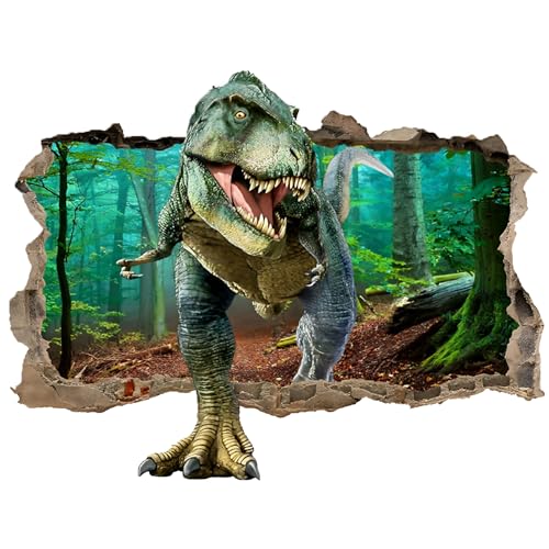 SYXLS 2 Stück Wandtattoo Großer, 3D Dinosaurier Wandaufkleber, Dino Wandtattoo Kinderzimmer, Dinosaurier Schlafzimmer Zubehör, Kinderzimmer Babyzimmer Jungenzimmer Wanddeko(25cm x 70cm) von SYXLS