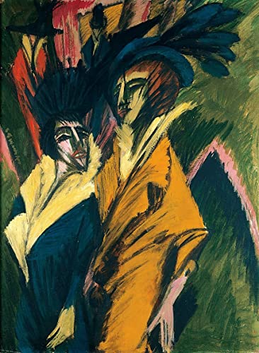 Leinwand Kunstwerk Bilddruck Abstraktes Gemälde Frau vor dem Spiegel von Ernst Ludwig Kirchner für Flurdekoration 60x90cm von SYlale