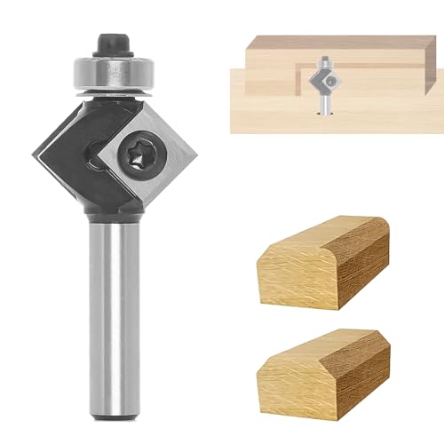 Bündigfräser 8mm,Wendeplatten Fasefräser,4-seitigen Austauschbare Hartmetall Klinge,Winkel 45°,mit Kugellager,Fasenfräser Holzfräser für Kantenbearbeitung von SZBYH