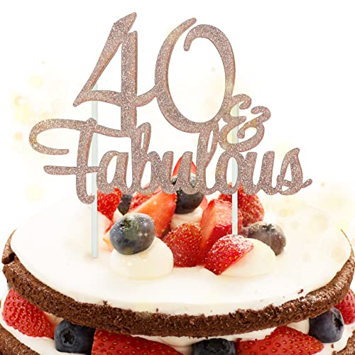 1 Stück 40 und Fabulous Geburtstag Tortendeko Gold Glitter Kuchen Topper für 40th Birthday Party Cake Dekoration Glittery 1 Stück 40 und Fabulous Geburtstag Tortendeko Gold Glitter Kuchen Topper für 40th Birthday Party Cake Dekoration Glittery von SZCXDKJ