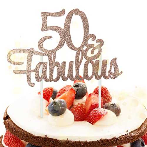 1 Stück 50 und Fabulous Geburtstag Tortendeko Gold Glitter Kuchen Topper für 50th Birthday Party Cake Dekoration Glittery 1 Stück 50 und Fabulous Geburtstag Tortendeko Gold Glitter Kuchen Topper für 50th Birthday Party Cake Dekoration Glittery von SZCXDKJ
