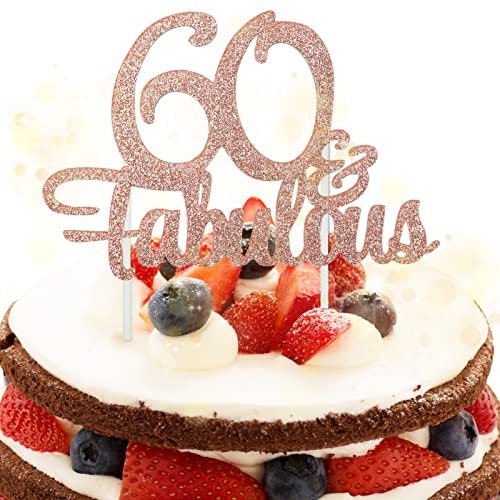 1 Stück 60 und Fabulous Geburtstag Tortendeko Gold Glitter Kuchen Topper für 60th Birthday Party Cake Dekoration Glittery 1 Stück 60 und Fabulous Geburtstag Tortendeko Gold Glitter Kuchen Topper für 60th Birthday Party Cake Dekoration Glittery von SZCXDKJ