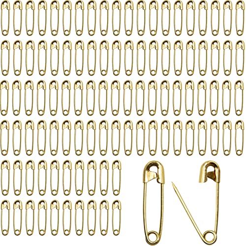 100 Stück Sicherheitsnadeln – Mini-Pins 18 mm Messing Metall Nähen Kunst Handwerk Größe kleine Anhänger Kleid Pin (Gold) von SZCXDKJ
