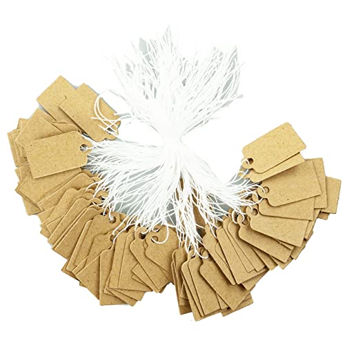 200 Stück Schmuck-Preisschilder (26 x 15 mm) Weiße Schnur Etiketten Papier Markierung Tags Hängen Tags Kleidung Display Tag Preisschilder mit Schnur von SZCXDKJ