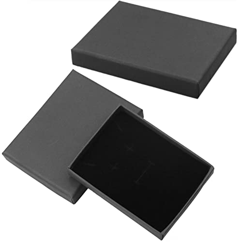 SZCXDKJ 2er-Pack schwarzes Kraftpapier, Schmuckschatulle, Geschenkbox, schwarze Samtpolsterung, passend für Uhren, 7 x 9 x 1,5 cm von SZCXDKJ