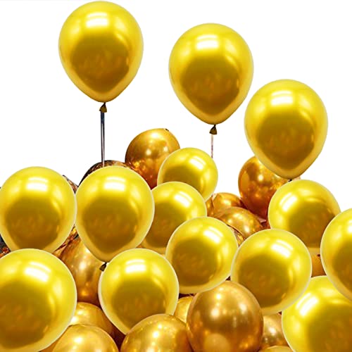 SZCXDKJ Gold Luftballons 100 Stück 10 Zoll Metallic Luftballons Gold Latex Luftballons für Valentinstag Hochzeit Verlobung Festival Jubiläum Babyparty Geburtstag Party Dekorationen von SZCXDKJ