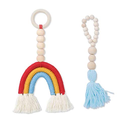 SZETOSY GOODCHNCEUK Holzperlen, Regenbogen-Dekor mit Quasten, 2 Stück, 12 x 25 cm, Holzperlenschnur, Wandbehang für Kinderzimmer, Kinderzimmer, Wand, Fenster, Stil #1 SZETOSY GOODCHNCEUK Holzperlen, Regenbogen-Dekor mit Quasten, 2 Stück, 12 x 25 cm, Holzperlenschnur, Wandbehang für Kinderzimmer, Kinderzimmer, Wand, Fenster, Stil #1 von SZETOSY