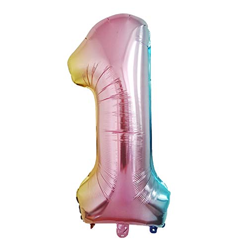 SZFRYEU Folien Luftballon mit Zahl Nummer für Kinder Geburtstag Jubiläum Silvester Party Deko Folienballon in Regenbogenfarben Zahl wählbar (B, One Size) von SZFRYEU