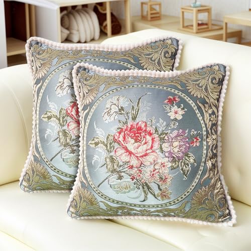 SZHELEJIAM Kissenbezug 48x48 cm, 2er Set – Europäischer Stil, Luxuriöser Jacquardstoff mit Verstecktem Reißverschluss, Weicher Kissenbezug für Sofa, Bett, Wohnzimmer von SZHELEJIAM