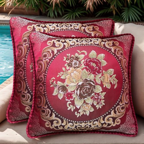 SZHELEJIAM Kissenbezug 48x48 cm, 2er Set – Europäischer Stil, Luxuriöser Jacquardstoff mit Verstecktem Reißverschluss, Weicher Kissenbezug für Sofa, Bett, Wohnzimmer von SZHELEJIAM