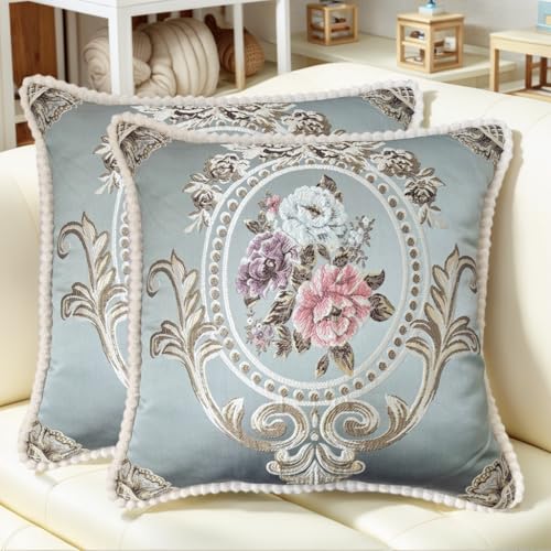 SZHELEJIAM Kissenbezug 48x48 cm, 2er Set Weiche Kissenhülle Dekorative Sofakissen Quadratische Dekokissen Luxuriöser Jacquardstoff Dekorative Dekokissen für Couch, Sofa Bett, Wohnzimmer von SZHELEJIAM