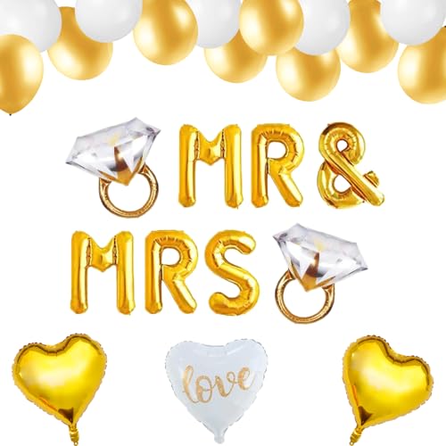 Gold Verlobungsparty Dekorationen, MR und MRS Ballons mit Herz Ballons, Gold Thema Verlobungsparty Dekor Gold Verlobungsparty Dekorationen, MR und MRS Ballons mit Herz Ballons, Gold Thema Verlobungsparty Dekor von SZHUIHER
