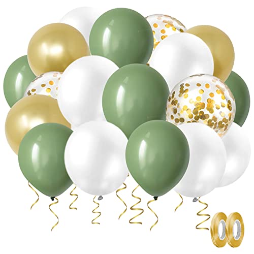 Olivgrüner Ballon, Retro Grüner Ballon Weißer Ballon Gold Konfetti Ballons für Geburtstag Hochzeit Baby Dusche Junggesellenabschied Dekorationen von SZHUIHER