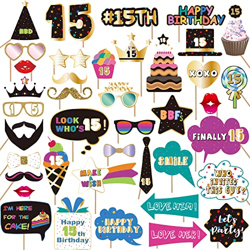 SZHUIHER Foto-Requisiten zum 15. Geburtstag, Zubehör für 15. Geburtstag, Party-Requisiten, Partyzubehör SZHUIHER Foto-Requisiten zum 15. Geburtstag, Zubehör für 15. Geburtstag, Party-Requisiten, Partyzubehör von SZHUIHER