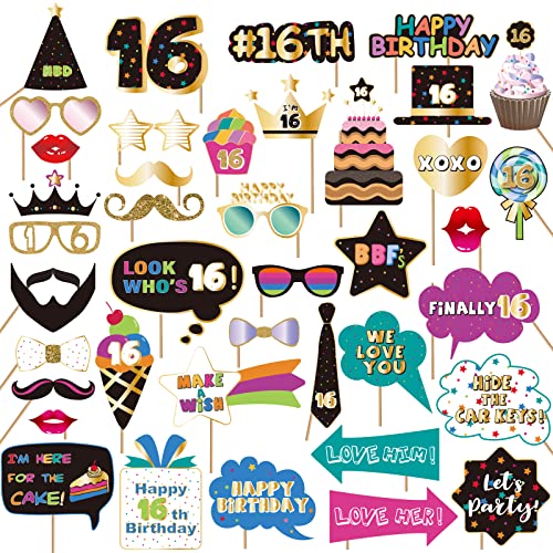 Süße 16-Foto Booth Requisiten, süße 16-Zubehör, Geburtstag Foto Booth und Zeichen für süße 16, 16th Geburtstag Foto Booth Party Requisiten, 16th Happy Birthday Party Dekorationen Supplies Favors Süße 16-Foto Booth Requisiten, süße 16-Zubehör, Geburtstag Foto Booth und Zeichen für süße 16, 16th Geburtstag Foto Booth Party Requisiten, 16th Happy Birthday Party Dekorationen Supplies Favors von SZHUIHER