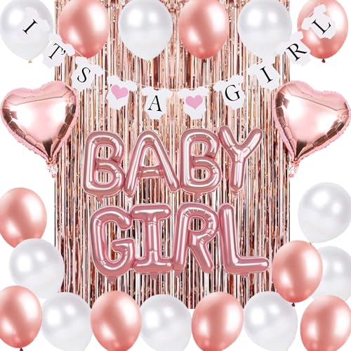 Szhuiher Baby Dusche Dekorationen für Mädchen, es ist ein Mädchen Banner mit Baby Girl Folienballon, Rose Gold Es ist ein Mädchen Baby Dusche Dekorationen Szhuiher Baby Dusche Dekorationen für Mädchen, es ist ein Mädchen Banner mit Baby Girl Folienballon, Rose Gold Es ist ein Mädchen Baby Dusche Dekorationen von SZHUIHER