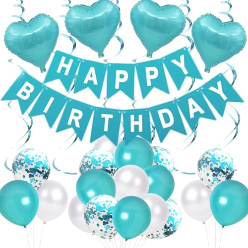Szhuiher Teal Blue Geburtstag Dekorationen, Happy Birthday Banner Dekoration, Teal Blue Party Dekorationen für 1st 13th 16th 18th 21st 30th 40th 60th 70th Geburtstag Party Zubehör Szhuiher Teal Blue Geburtstag Dekorationen, Happy Birthday Banner Dekoration, Teal Blue Party Dekorationen für 1st 13th 16th 18th 21st 30th 40th 60th 70th Geburtstag Party Zubehör von SZHUIHER
