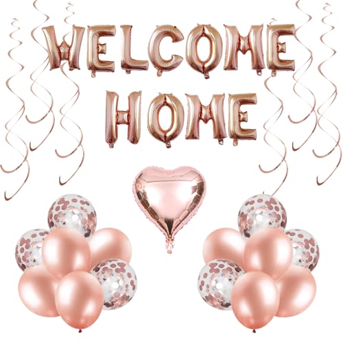 Willkommen zu Hause Party Dekorationen Rose Gold, Willkommen zu Hause Ballon Banner, Willkommen zurück Familie Versammlung Party Dekorationen Zubehör von SZHUIHER