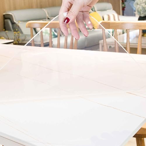 SZITW 2 mm Dicker Tischschutz, durchsichtige Kunststoff-Tischdecke, 100% wasserdicht, ölbeständig, auslaufsicher, Vinyl-PVC-Tischdecke, abwischbare rechteckige Tischschutzhülle (80 x 140 cm) von SZITW
