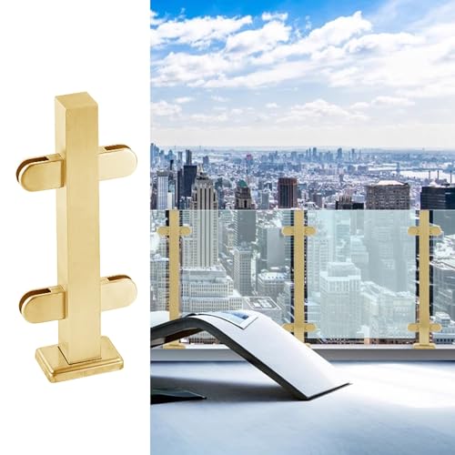 SZITW Glasgeländersäule, (Metall gebürstete Goldglasgeländerpfostenbeschläge, Glasbalustraden-Zaunpfosten für Innen- und Außenbereich mit Klemmen, Halter für Glasplatten für Treppen/Terrassen/Vill SZITW Glasgeländersäule, (Metall gebürstete Goldglasgeländerpfostenbeschläge, Glasbalustraden-Zaunpfosten für Innen- und Außenbereich mit Klemmen, Halter für Glasplatten für Treppen/Terrassen/Vill von SZITW