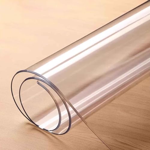 SZITW Strapazierfähiger, durchsichtiger Tischdeckenschutz aus Kunststoff, ölbeständige Tischabdeckung, rechteckige Vinyl-Tischunterlage, transparente 100% wasserdichte Tischfolie (60 x 130 cm) von SZITW