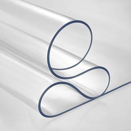SZITW Tischdecke, transparent, wasserdicht, 2 mm dick, Kristallkunststoff, rechteckig, PVC-Vinyl, Schreibtischunterlage, durchsichtige Tischdecke – Tischauflage, Schutzmatte (60 x 120 cm) von SZITW