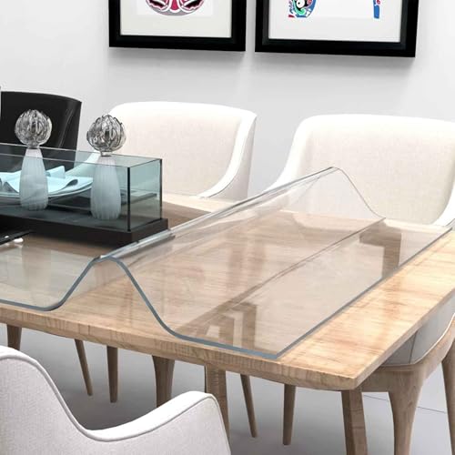 SZITW Transparente PVC-Tischdecke, Lange PVC-Tischdecke, transparenter Kunststoff-Tischschutz, transparente Vinyl-Tischdecken, 60 x 150 cm/70 x 180 cm/80 x 200 cm, wasserabweisend, abwischbar, für SZITW Transparente PVC-Tischdecke, Lange PVC-Tischdecke, transparenter Kunststoff-Tischschutz, transparente Vinyl-Tischdecken, 60 x 150 cm/70 x 180 cm/80 x 200 cm, wasserabweisend, abwischbar, für von SZITW