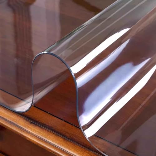 SZITW Transparente Tischdecken für rechteckige Tische, PVC-Tischdeckenschutz aus durchsichtigem Kunststoff, wasserdichte Vinyl-Tischdeckenabdeckung für Esstisch und Schreibtisch (90 x 180 cm) von SZITW