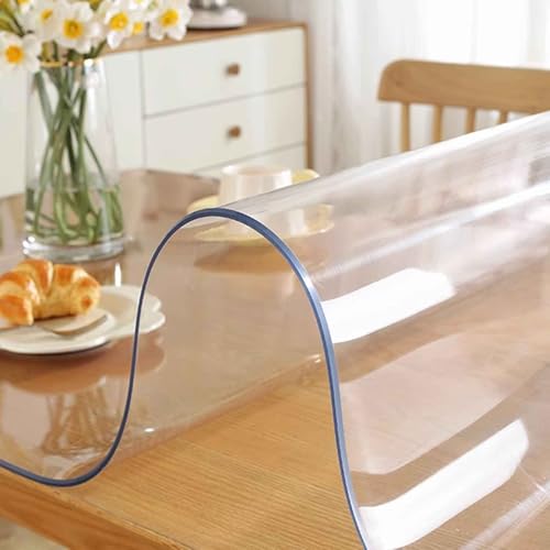 SZITW Transparente Vinyl-Tischdecke, 100% PVC, rechteckig, wasserdicht, kristallklarer Kunststoff-Tischdeckenschutz für Esstisch, Vinyl-Tischdecke (60 x 120 cm) von SZITW