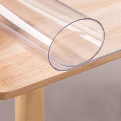 SZITW Transparenter Vinyl-Tischdeckenschutz, wasserdicht/ölbeständig, rechteckige transparente Tischdecke aus Kunststoff für ESS-, Außen- und Innentische (90 x 180 cm) von SZITW