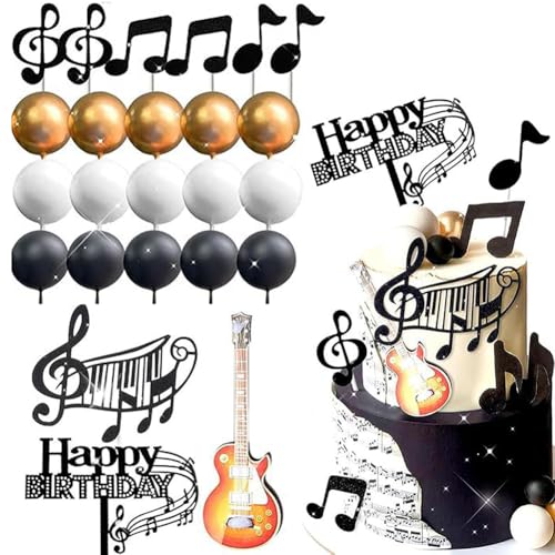 24 Stück Tortendeko Noten Musik, Disco Tortendeko Party, Discokugel Kuchen Toppers, Disco Ball Cupcake Dekorationen Discokugel für Geburtstags Thema 70er Party von SZJFYMQ