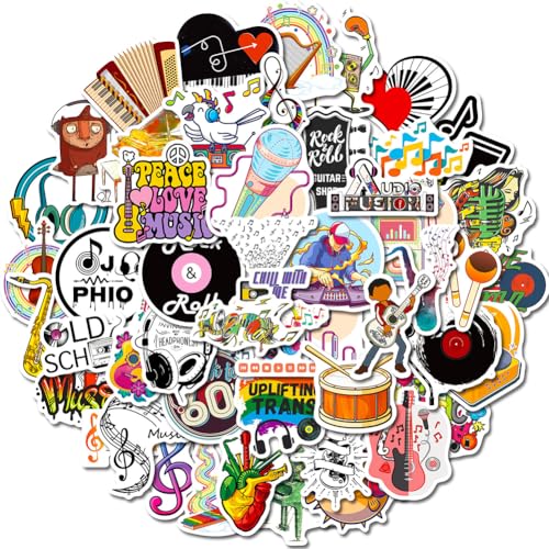 Aufkleber Musik - 100 Stück Music Stickers Set, Musik Aufkleber Motivierende Vinyl Wasserdichte Aufkleber Cartoon Lovely PVC Kawaii Decals Funny Vinyl Dekoration DIY Dekor für Jugendliche von SZJFYMQ