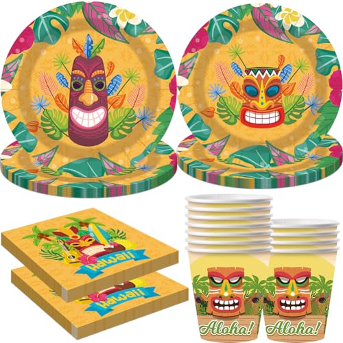Deko Hawaii Party Set, Hawaii Tropische Dekorationen,Hawaiian Party Dekorationen mit Pappteller,Pappteller, Papierbecher, Servietten, Tischdeko für Hochzeitsfeier, Geburtstag,50PCS Deko Hawaii Party Set, Hawaii Tropische Dekorationen,Hawaiian Party Dekorationen mit Pappteller,Pappteller, Papierbecher, Servietten, Tischdeko für Hochzeitsfeier, Geburtstag,50PCS von SZJFYMQ