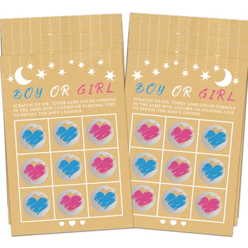 SZJFYMQ 10Pcs Geschlecht Reveal Scratch Off Karten - Boy or Girl ? Reveal Spiele, seine ein Junge Geschlecht Reveal Tic Tac Toe Board, Reveal Ideen Party & Scratch off Game (Boy + Girl) von SZJFYMQ