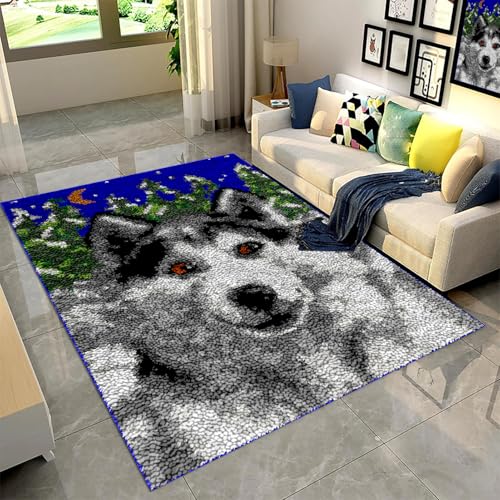 140x180 cm Knüpfteppich Zum Selber Knüpfen Mit Kissen Teppich Set mit Werkzeug Knüpfsets Latch Hook Kit für Erwachsene DIY Knüpfteppich Set 3D Teppich Tapisserie Knüpfset Für Erwachsene Anfänger von SZKBEUO