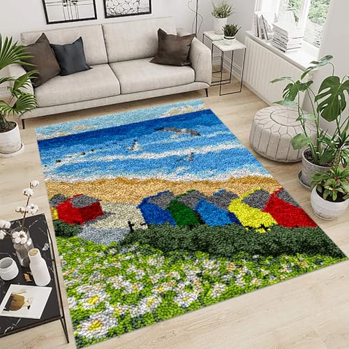 SZKBEUO 80x115 cm Knüpfteppich Zum Selber knüpfen Knüpfset Teppich Tapisserie, 3D Teppich Knüpfen Set Erwachsene Knüpfsets Latch Hook Kit Selbst Knüpfen für DIY Handwerk Geschenk von SZKBEUO