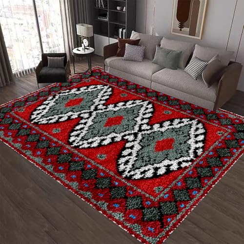 SZKBEUO 90 x 120 cm Knüpfteppich Zum Selberknüpfen Knüpfen Set Erwachsene Knüpf Sets Latch Hook Kit Selbst Knüpfen Set für Erwachsene Anfänger DIY Teppich Knüpfteppich Zum Selber Knüpfen Rot SZKBEUO 90 x 120 cm Knüpfteppich Zum Selberknüpfen Knüpfen Set Erwachsene Knüpf Sets Latch Hook Kit Selbst Knüpfen Set für Erwachsene Anfänger DIY Teppich Knüpfteppich Zum Selber Knüpfen Rot von SZKBEUO
