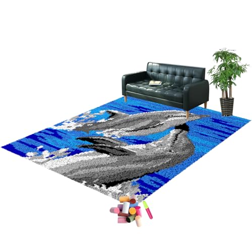 SZKBEUO Knüpfteppich Kreuzstich Stickerei DIY Set, Knüpfhaken Set, Knüpfhaken Bastelset für Erwachsene, Selber Machen Set Latch Hook Kit für Erwachsene zum Selber Knüpfen 38x52CM von SZKBEUO