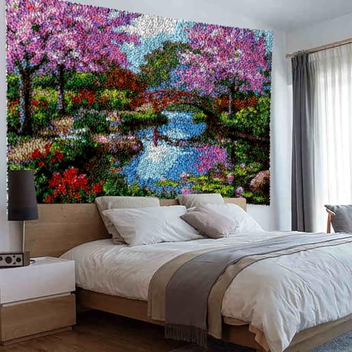 SZKBEUO Knüpfteppich Zum Selber Knüpfen 40 x 70 cm Teppich Knüpfen Set Erwachsene mit Häkelnadel, Farbe Bedruckter Leinwand Knüpfset, Großer Latch Hook Kit Teppich Machen Handwerk Home von SZKBEUO