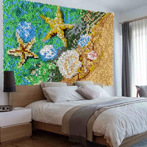 SZKBEUO Knüpfteppich Zum Selber Knüpfen 61 x 87 cm Teppich Knüpfen Set Erwachsene mit Häkelnadel, Farbe Bedruckter Leinwand Knüpfset, Großer Latch Hook Kit Teppich Machen Handwerk Home von SZKBEUO