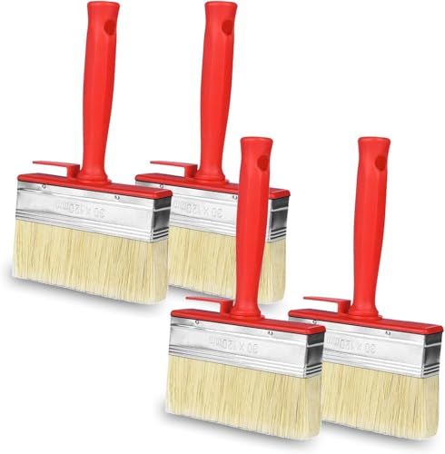 flächenstreicher Pinsel,4 Stück Flächenstreicher, 120mmx30mm Lasurpinsel, Wandpinsel, Holzöl Rot, für LöSemittelhaltige Lacke, Lasuren von SZKKQKJ