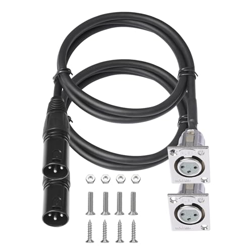 XLR-Pass-Through-Kabel, 60 cm, Stage Box 3-poliger D-Typ-XLR-Stecker auf Buchse, für Patchpanel, Bodenbox, kein Löten für Pro-Audio-Installationen, versilberter Kupferleiter, kein Löten, 2 Stück XLR-Pass-Through-Kabel, 60 cm, Stage Box 3-poliger D-Typ-XLR-Stecker auf Buchse, für Patchpanel, Bodenbox, kein Löten für Pro-Audio-Installationen, versilberter Kupferleiter, kein Löten, 2 Stück von SZLliyxs